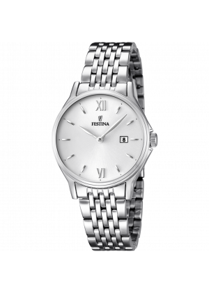 Festina classics watch f16748/2 white steel strap, women