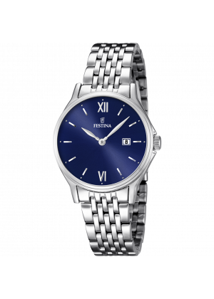 Festina classics watch f16748/3 blue steel strap, women