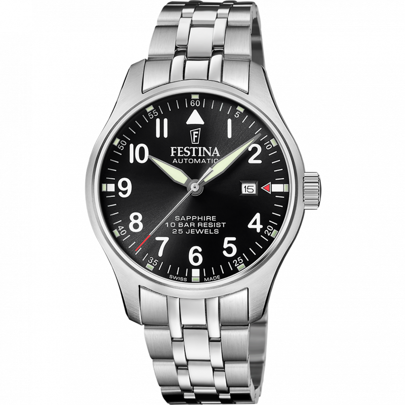 Festina swiss made men's black automatic stainless steel watch bracelet f20151/d