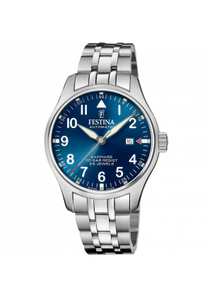 Festina swiss made men's blue automatic stainless steel watch bracelet f20151/c