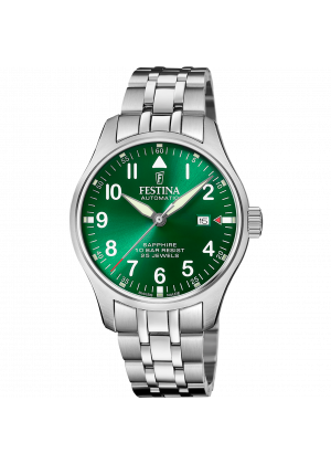 Festina swiss made men's green automatic stainless steel watch bracelet f20151/b