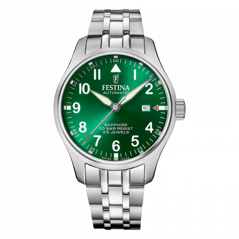 Festina swiss made men's green automatic stainless steel watch bracelet f20151/b