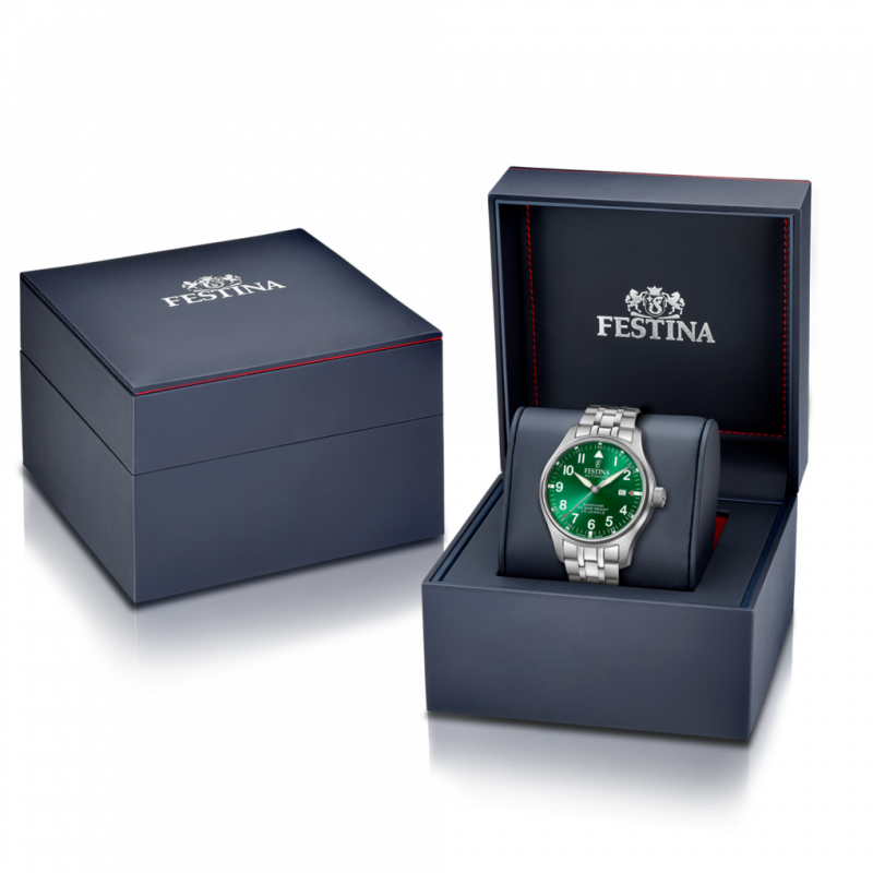 Festina swiss made men's green automatic stainless steel watch bracelet f20151/b