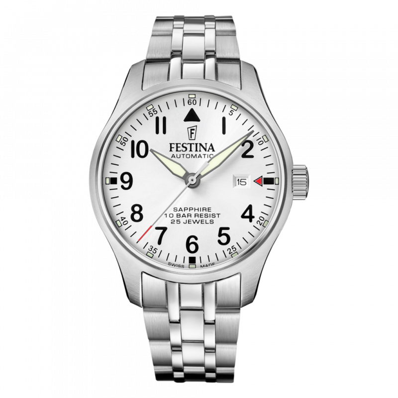 Festina swiss made men's silver automatic stainless steel watch bracelet f20151/a