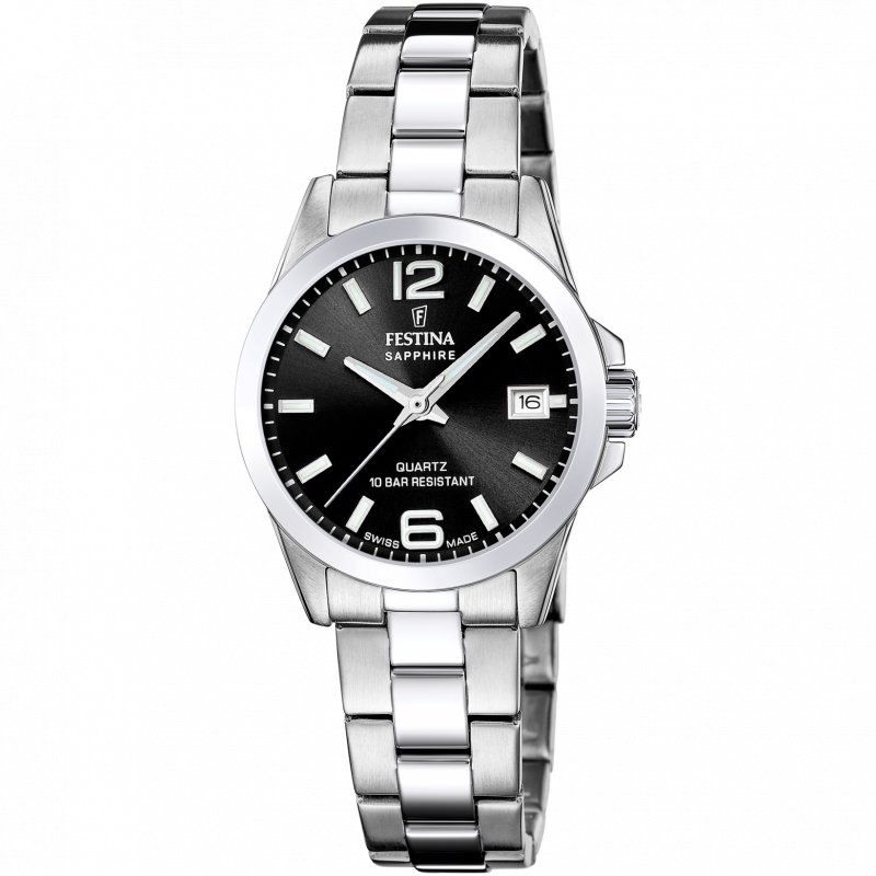 Festina swiss made women's black stainless steel watch bracelet f20049/6