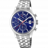 Festina timeless chronograph watch f20374/2 blue steel strap, men