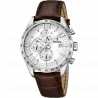 Festina timeless chronograph watch f16760/1 silver leather strap, men's.